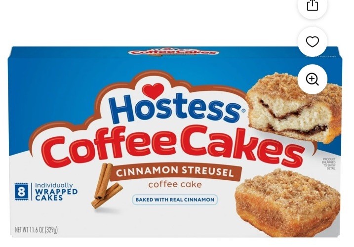 HOSTESS Cinnamon Coffee Cake, Individually Wrapped, 8 Count, 11.6 oz