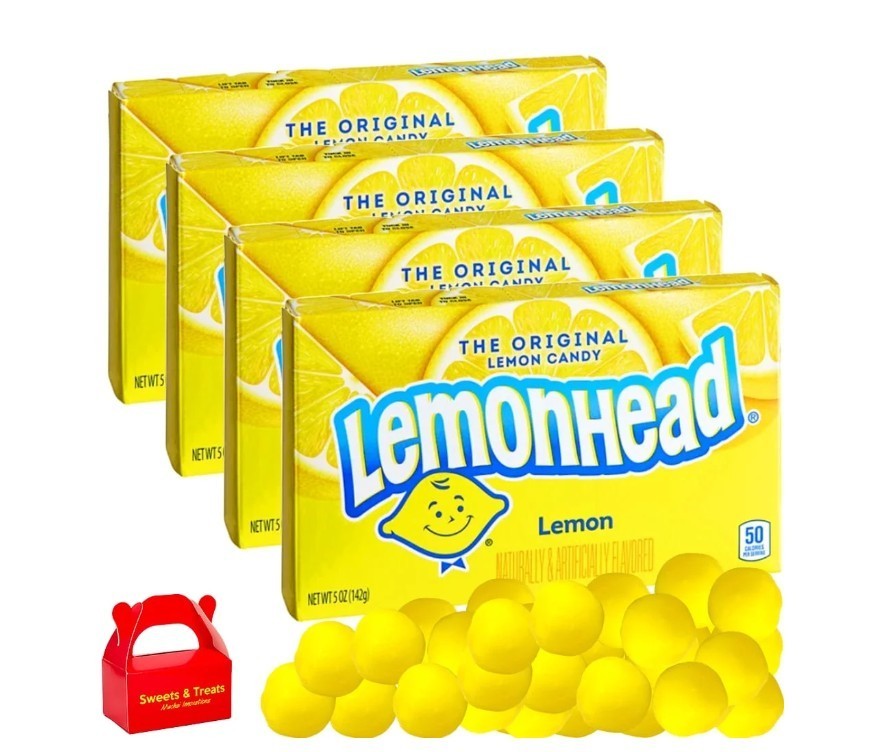 Pack of 4 Lemonheads Original Lemon Candy Theater Boxes 5 oz – BBD 12/31/2027