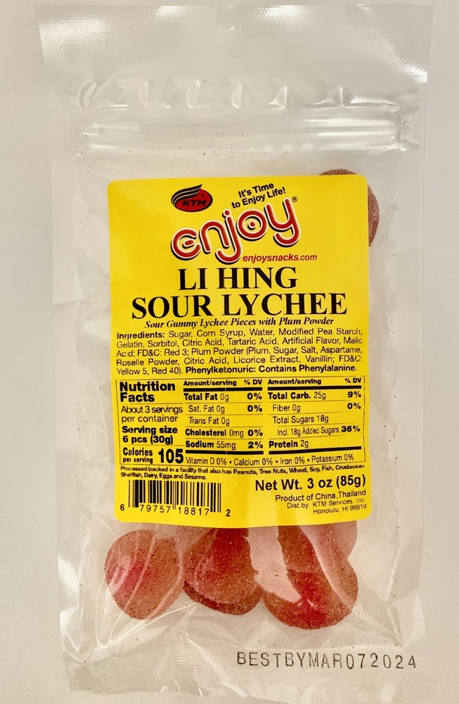 Hawaii ENJOY Li Hing Sour Lychee Gummy 3oz