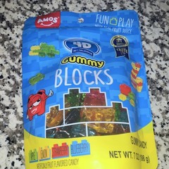 Amos 4D Gummy Blocks Bag Apple Lemon Strawberry Blueberry 7oz (198g)