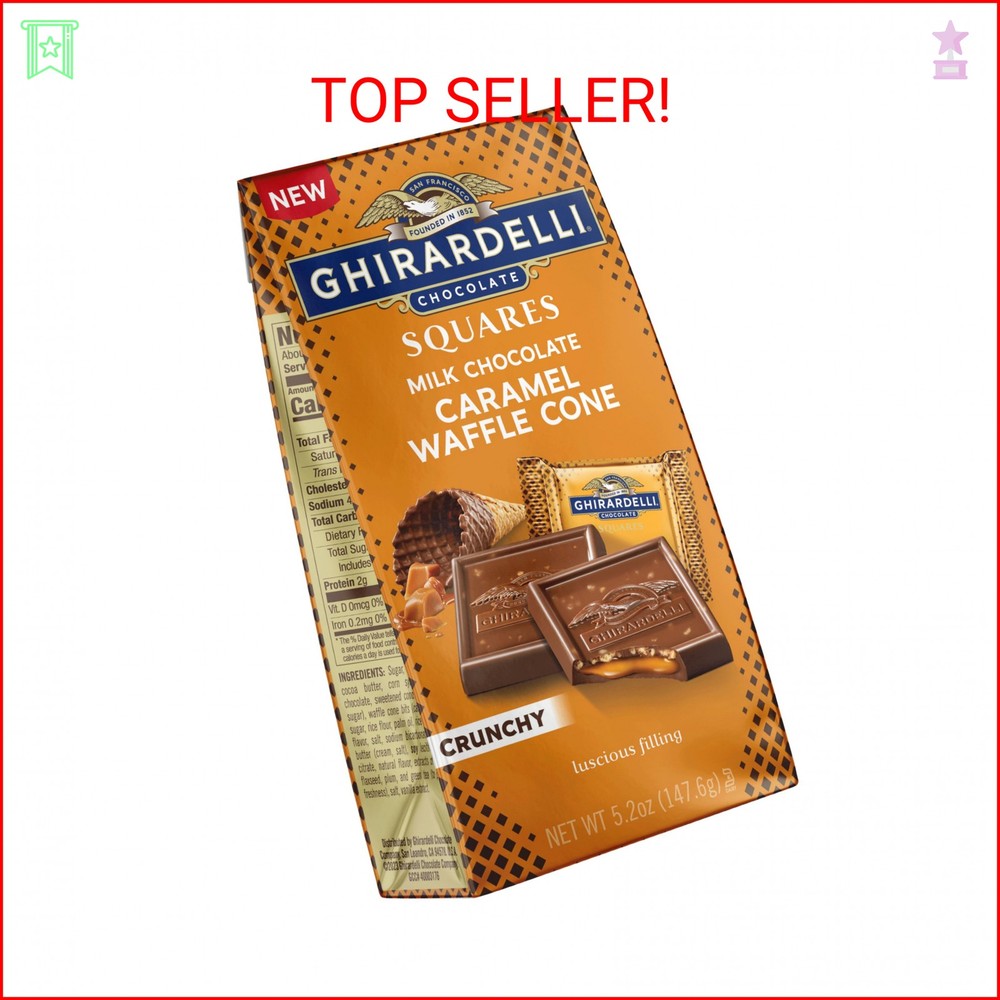 GHIRARDELLI Milk Chocolate Caramel Waffle Cone Squares – Rich Milk Chocolate wit