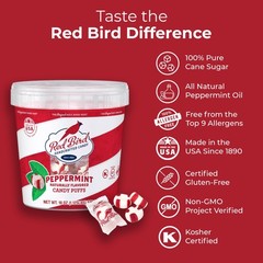Red Bird Soft Peppermint Puffs, Christmas Candy Individually Wrapped 18 oz Tub