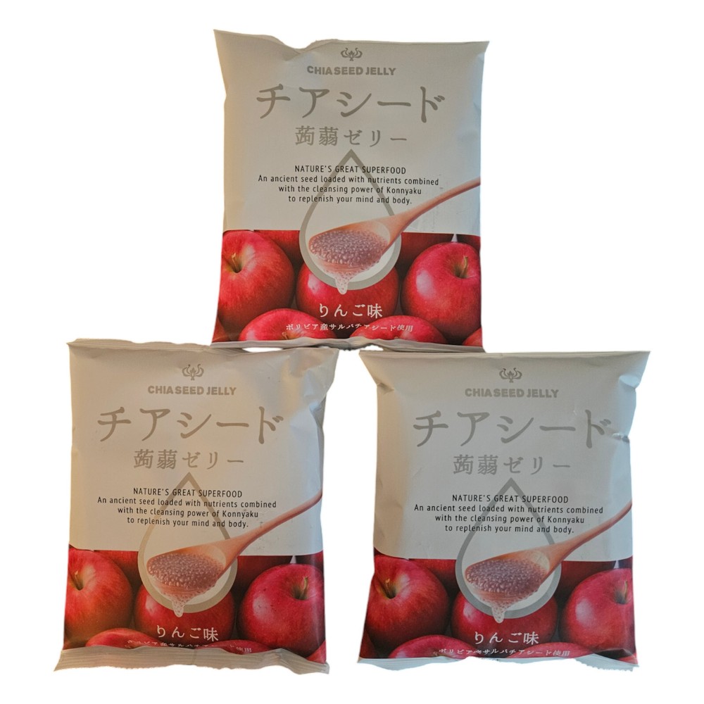 Wakasho Chia Seed Jelly – Apple Flavor 6.1oz / 175g (3 Pack, 18.3oz)