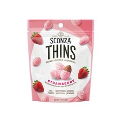 Sconza Thins 5 oz STRAWBERRY Toasted Almonds Covered in Yogurt & Creme BB 3/2027