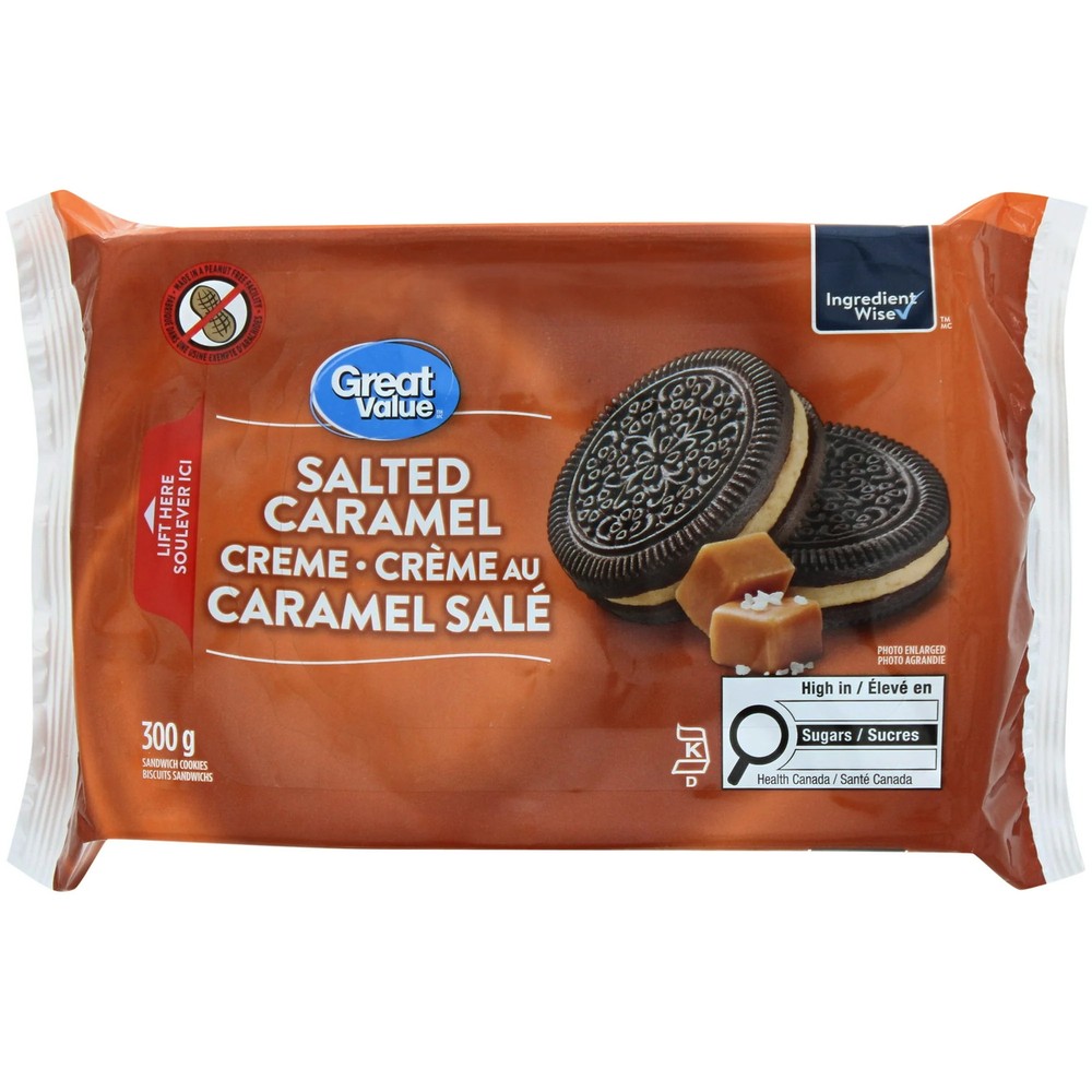 Great Value Salted Caramel Creme Cookies, 300g/10.5 oz