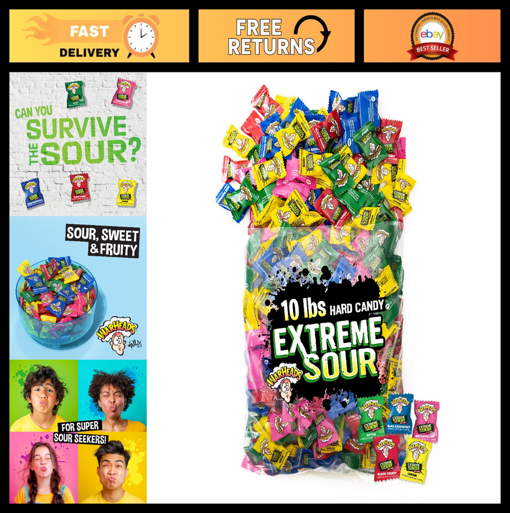 Extreme Sour Hard Candy – Sour Apple, Black Cherry, Blue Raspberry & Lemon – 10