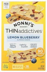 Almond Thins 4oz Lemon Blueberry Crunchy Crisps Kosher Vegetarian Snack Box