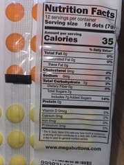 Candy Buttons – Mega Buttons 4 Flavors Cherry orange lemon raspberry 216 Buttons