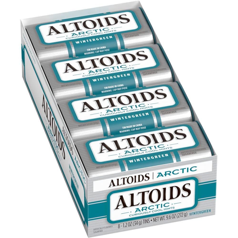 ALTOIDS Arctic Wintergreen Breath Mints Sugar 1.2 Ounce (Pack of 8), White
