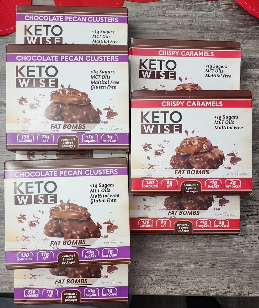 Keto Wise Fat Bombs Chocolate Pecan Cluster-Crispy Caramels-Gluten Free-Low Carb
