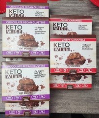 Keto Wise Fat Bombs Chocolate Pecan Cluster-Crispy Caramels-Gluten Free-Low Carb