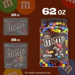M&M’s Milk Chocolate Candy 62oz Bulk Jar Pantry Snack Party Sharing Size