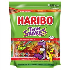 Twin Snakes Gummies Original Sweet & Sour Assorted Fruit Flavor Gummy Candy 28.8