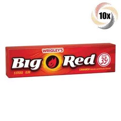 10x Packs Wrigley’s Big Red Cinnamon Flavor Chewing Gum – 5 Sticks Per Pack