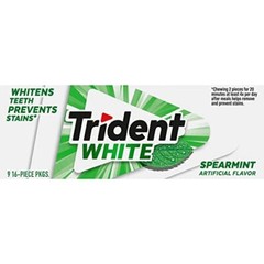 Trident White Spearmint Sugar Free Gum 16 Count Bulk 144 Total Pieces