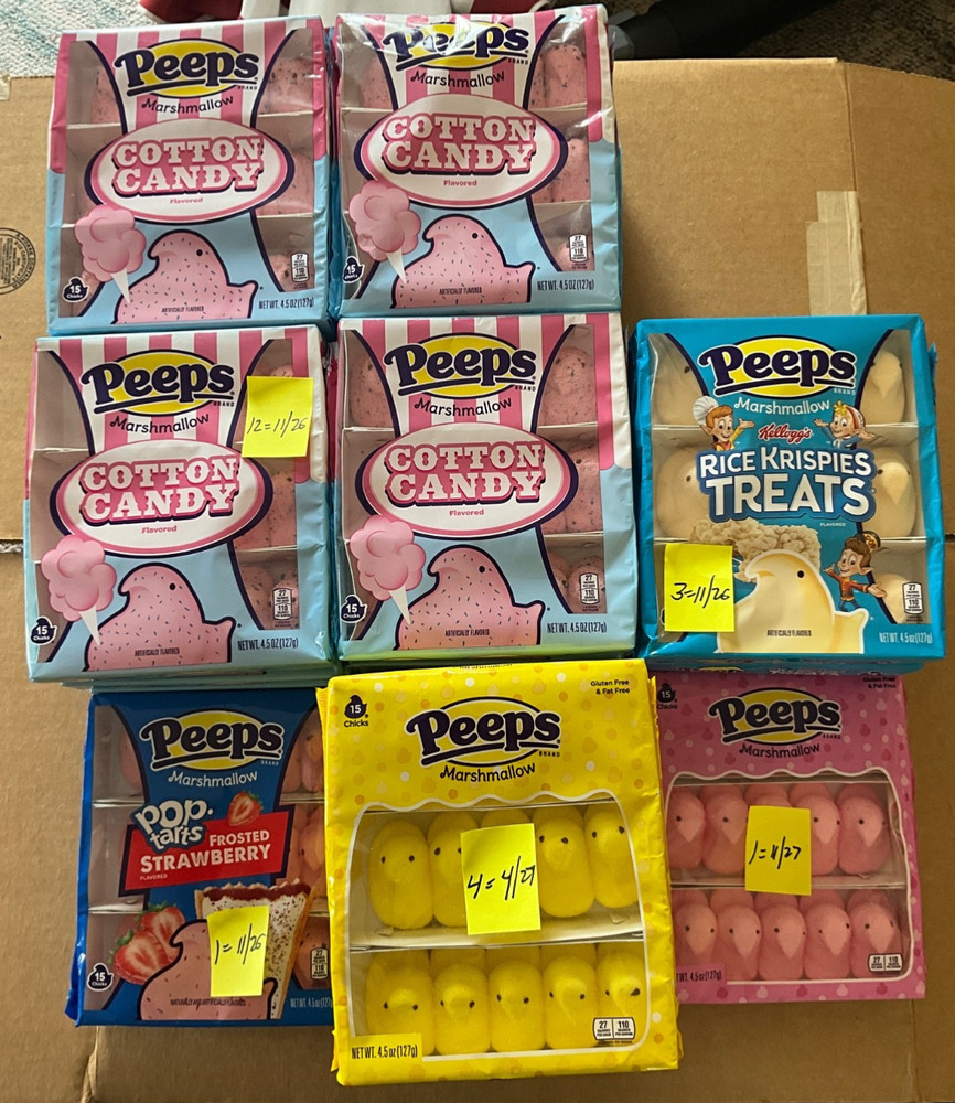 Qty 21 Marshmallow Peeps Chicks Astd , 4.5oz Each – Best By 11/2026+ see pics