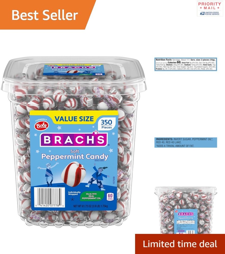 Individually Wrapped Peppermint Mints 1.8 kg 350 Count Candy for Kids Adults