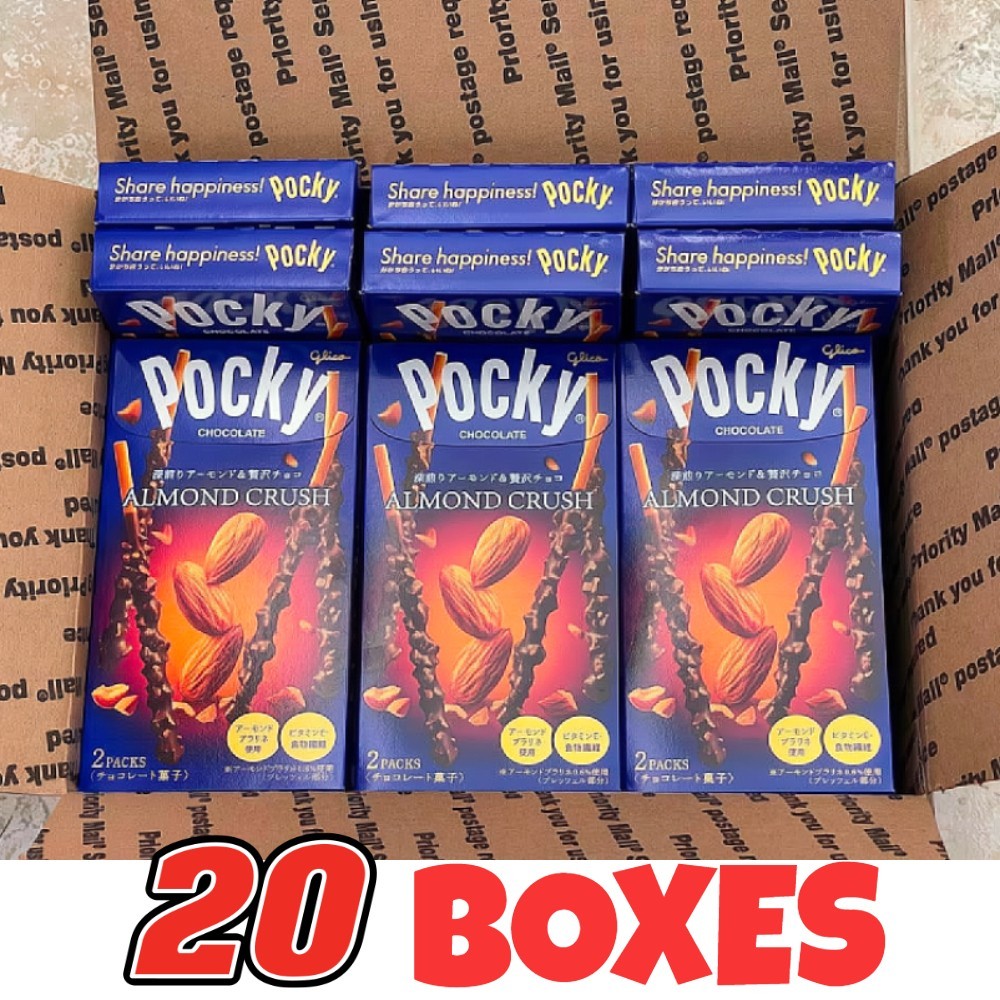 Glico Pocky Tasty Chocolate Almond Crush Biscuit Flavor ( 20 Boxes ) JAPAN