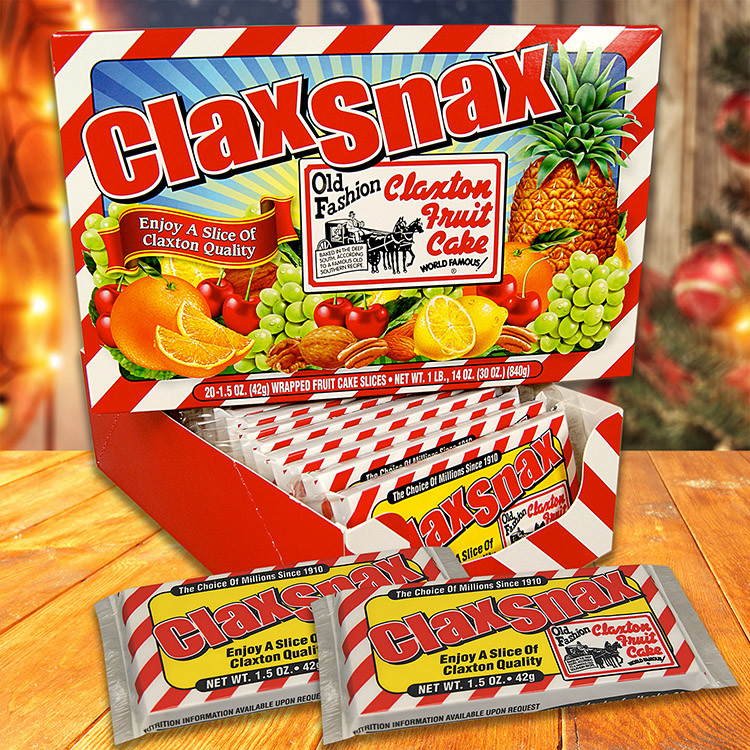 20-Count Carton of ClaxSnax – Individually Wrapped Slices of Claxton Fruit Cake