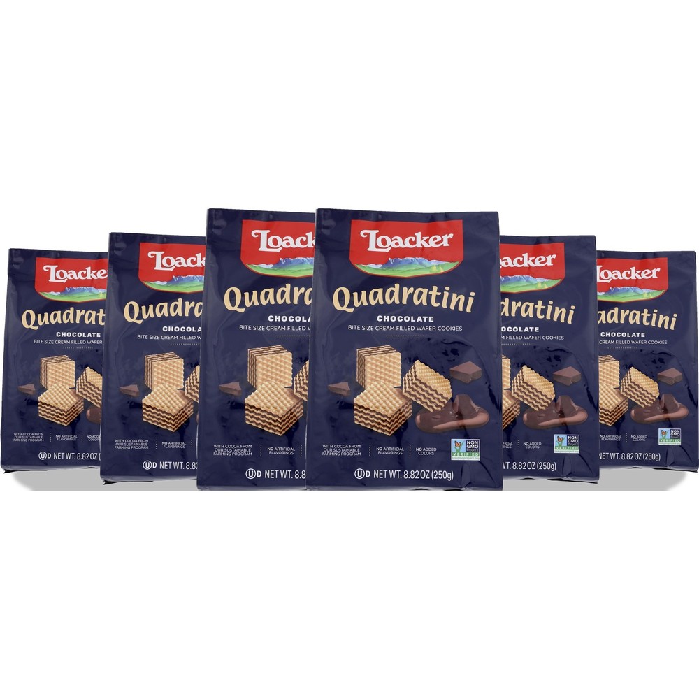 Loacker Bite Size Chocolate Cream Filled Quadratini Wafers 8.82 Oz 6 Pack
