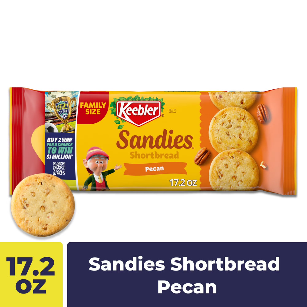 Keebler Sandies Pecan Cookies, Shortbread Cookies with Crunchy Pecans, Family @