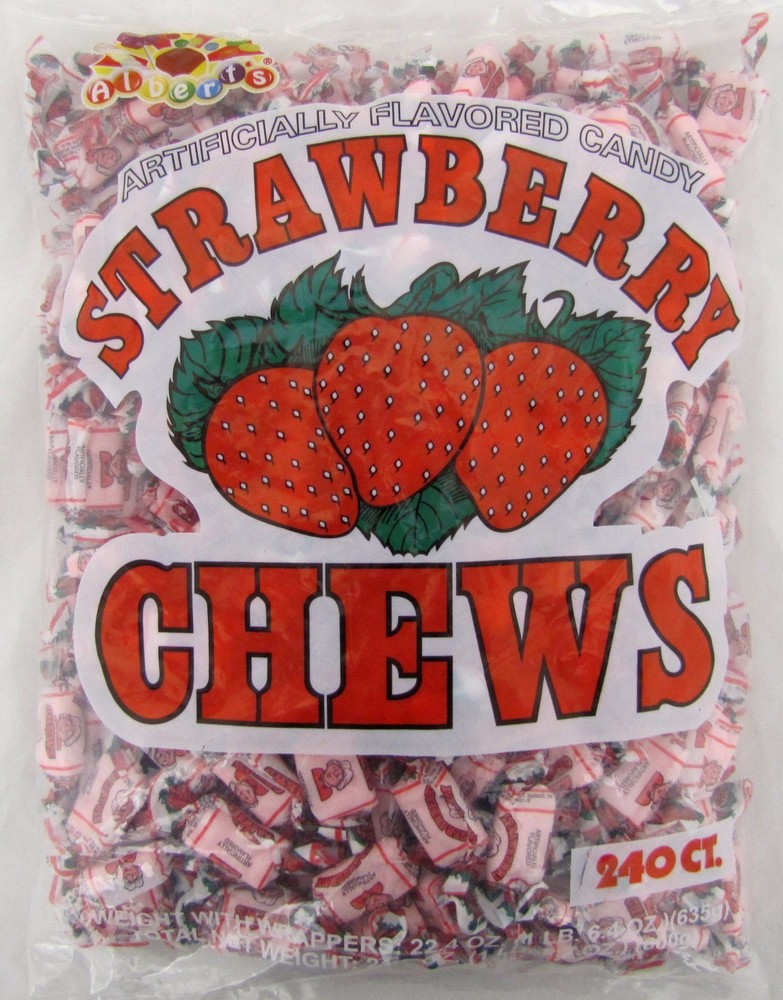 Albert’s Strawberry Chews 240 Ct Candy Bulk Candies Taffy Strawberries Alberts