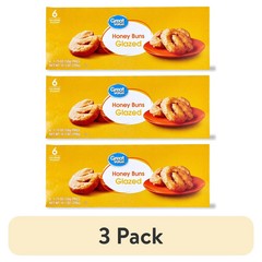 (3 pack) Great Value Glazed Honey Buns, 10.5 oz, 6 Count