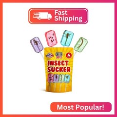 HotLix Insect Lollipops (4-Pack) | Includes Scorpion, Worm, Ants, Cricket | Bug