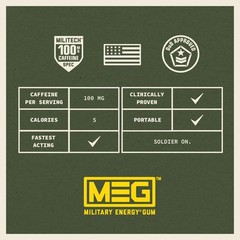 Military Energy Gum | 100mg of Caffeine Per Piece + Increase Energy + Boost