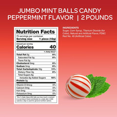 Jumbo Mint Balls, Peppermint Candy Individually Wrapped – 2 Lb Pack | Bold Flavo