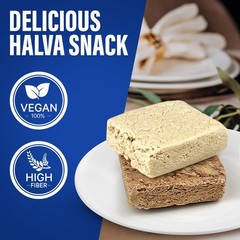 Sesame Halva Snack Bars – Vegan, Kosher Assortment, Vanilla & Marble Flavors,