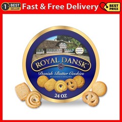 Royal Dansk Danish Butter Cookies Assorted Shapes 24 Ounce Blue Tin