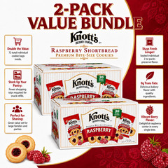 2 Pack Knott’s Berry Farm Premium Shortbread Cookies, Raspberry, 2 oz, 36-count