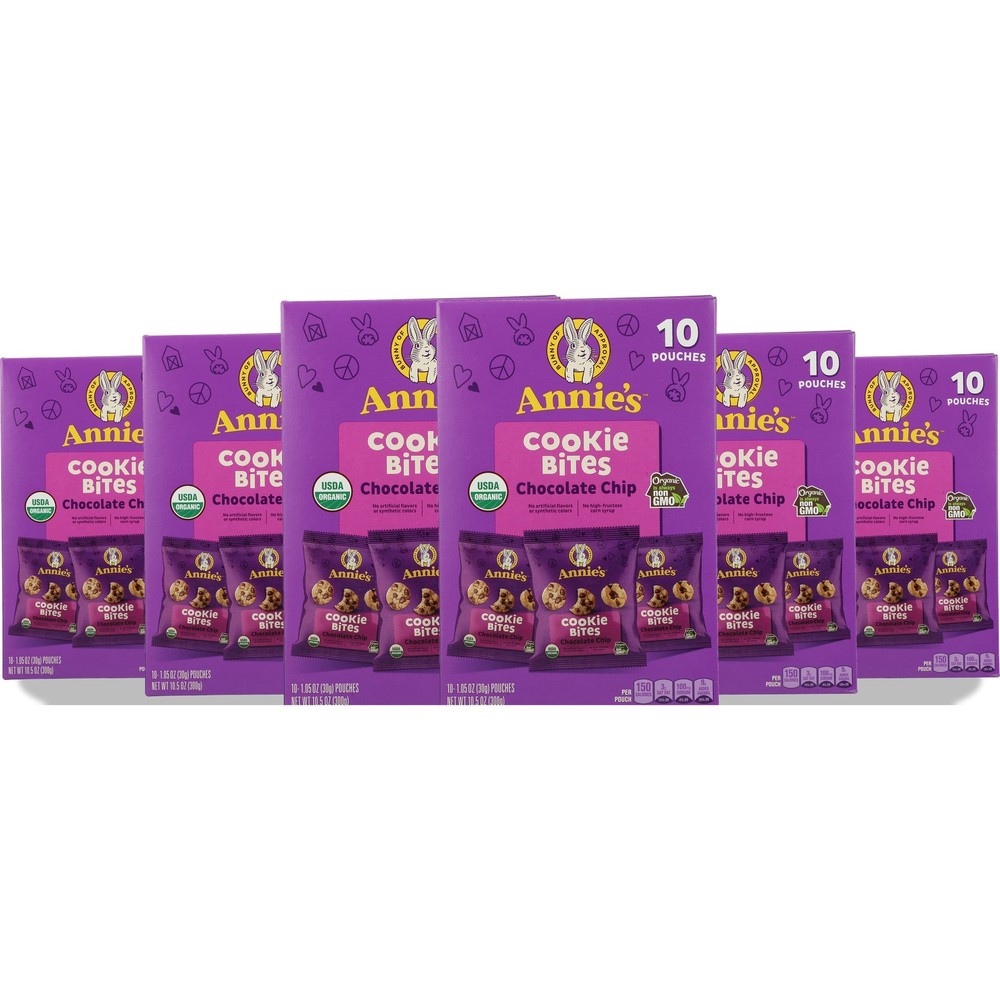 Annie’S Chocolate Chip Organic Cookie Bites 10 Pouches Ct 6 Pack