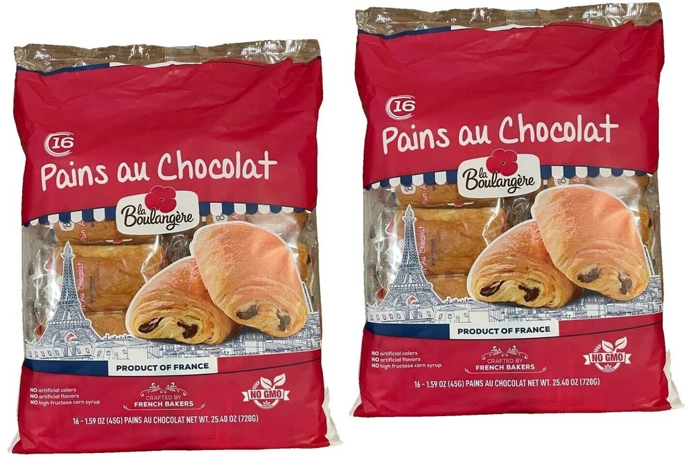 2 La Boulangere Pains Au Chocolat, Chocolate Croissants, Individually Wrapped,32