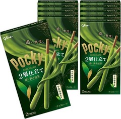 Glico Pocky Dark Rich Matcha Green Tea Pretzel Biscuit Stick 10 Boxes From Japan