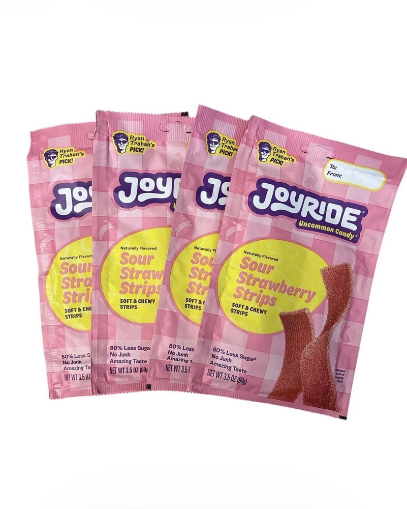 4 x JOYRIDE Candy Sour Strawberry Strips 3.5oz Exp 6/2027 DELICIOUS!