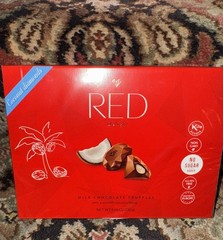 Red Delight European Milk Chocolate Truffles Coconu Filling Non GMO, Gluten Free
