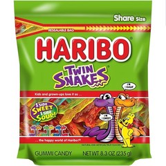 Twin Snakes Sweet & Sour Gummy Candy, 8.3 Oz Resealable Bag of Fun