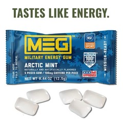 MEG – Military Energy Gum | 100mg of Caffeine Per Piece + Increase Energy + Boos