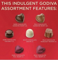Godiva Goldmark White Dark Milk Chocolate Candy Assortment Heart Gift Box 2ct