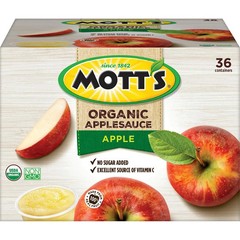 Mott’s Organic Applesauce, 3.9 oz cups, 36 count