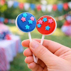 Patriotic Candy – 40 Count – 4th of July Lollipops Individually Wrapped – Red Wh