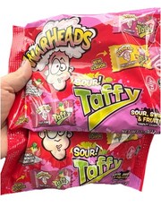 2 Bags Warhead Laffy Taffy Candy, Fruit Punch, Pink Lemonade, Watermelon