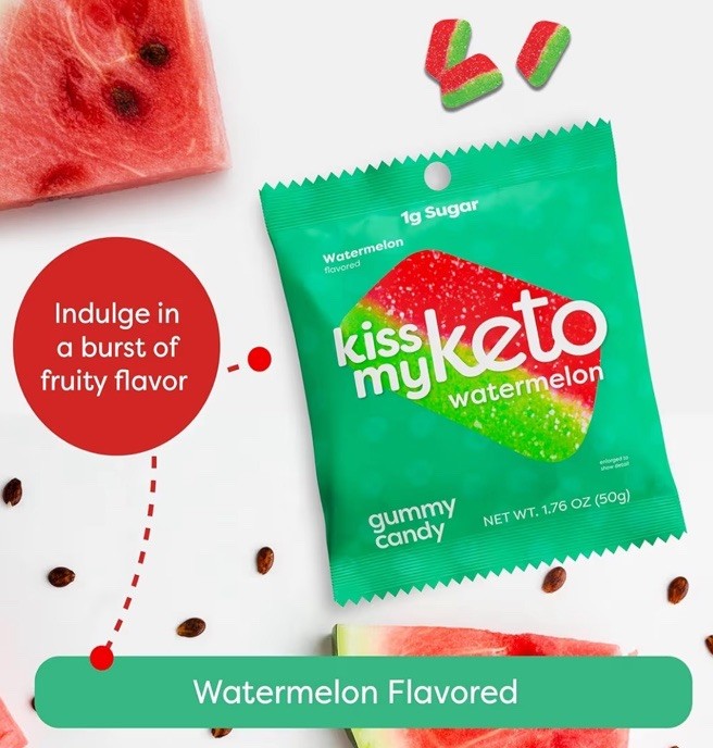 Kiss My Keto Gummy Candy Watermelon Slices 6 x 50G Bags 12/26 2g Sugar 23g Fiber