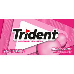 Trident Bubblegum Sugar-Free Chewing Gum, 12 Packs of 14 Pieces (168 Total Piece