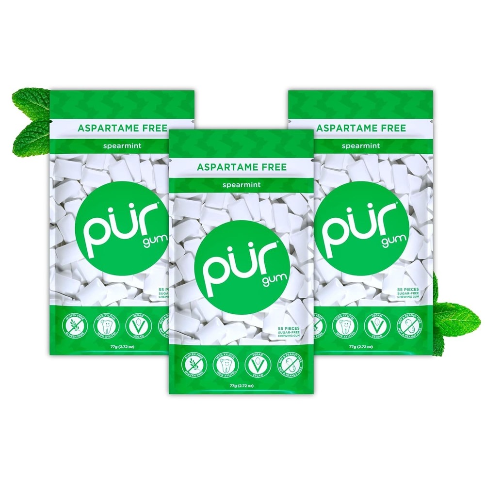 PUR Gum, Aspartame Free Chewing Gum, 100% Xylitol, 55 Pieces (Pack of 3) Best