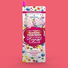 Boba Vida Non-GMO Popping Boba Pearls All Natural Summer Strawberry w/Straw