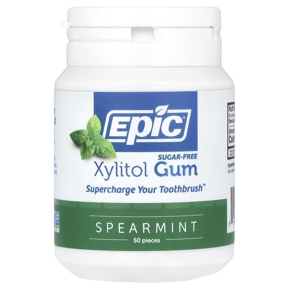 Epic Dental, Gum Xylitol Spearmint, 50 Count 50 (Pack of 1), No Color