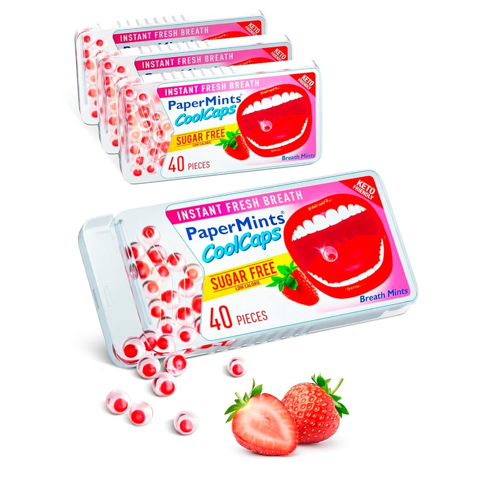 PaperMints CoolCaps – Instant Fresh Breath Mints Sugar-Free 4 Pack – 160 caps…